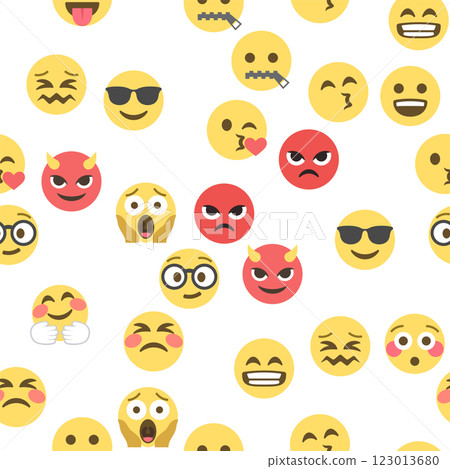 Seamless pattern of emoticons and emoji, emoji vector illustration, emoji background for social network 123013680