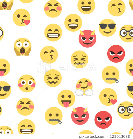 Seamless pattern of emoticons and emoji, emoji vector illustration, emoji background for social network Seamless pattern of emoticons and emoji, emoji vector illustration, emoji background for social network 123013688