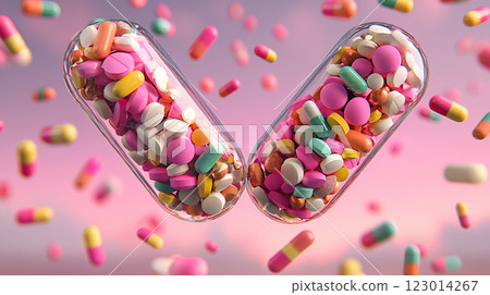 Colorful Capsule Explosion 123014267