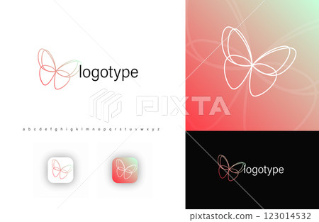 Elegant butterfly logo with delicate, flowing lines symbolizing transformation, beauty, and freedom. Ideal for wellness, beauty, fashion, holistic health, and luxury branding. Vector logotype Elegant butterfly logo with delicate, flowing lines symbolizing transformation, beauty, and freedom. Ideal for wellness, beauty, fashion, holistic health, and luxury branding. Vector logotype 123014532