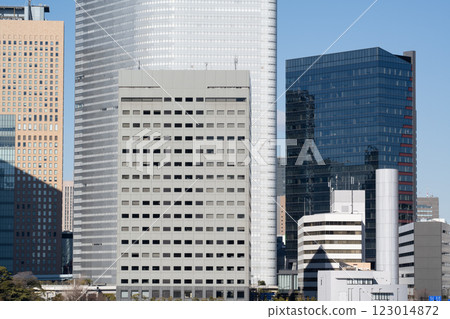 東京汐留的摩天大樓風景 123014872