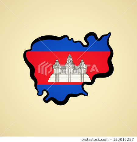 Cambodia - Map colored with flag 123015287