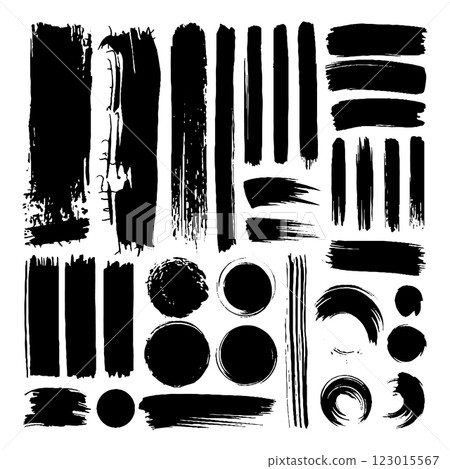 A bold and dynamic set of abstract ink brush strokes and textures. Great for grunge design, expressive artwork, and typography backgrounds. 123015567