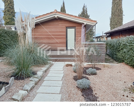 luxury wooden house with garden luxury wooden house with garden 123015787
