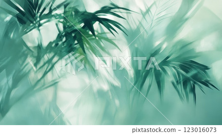 Abstract teal green tropical palm leaves background. 123016073