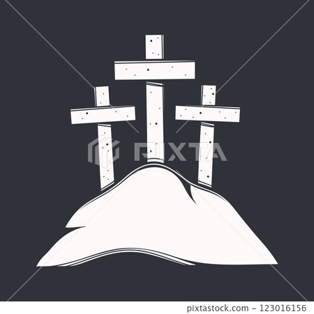 Three Calvary crosses Easter symbol 123016156