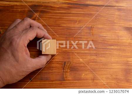Person holding a blank wooden block Person holding a blank wooden block 123017074