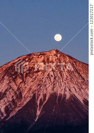 黃昏時的富士山與滿月(珍珠富士) 黃昏時的富士山與滿月(珍珠富士) 123017217
