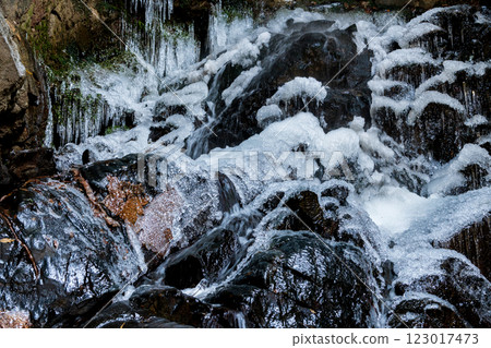 Ice coating the rocks of the icefall 123017473