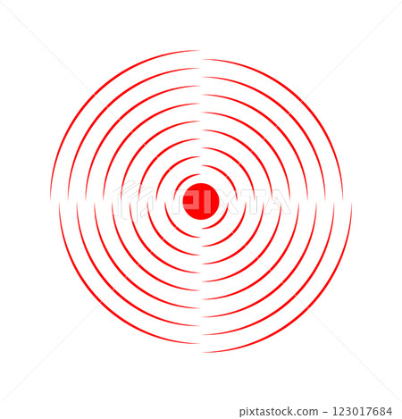 Pain localization icon. Sore, ache or inflammation symbol. Pulse, vibration or civerage sign. Shockwave, radar, sonar wave or sound signal pictogram isolated on white background. Vector illustration Pain localization icon. Sore, ache or inflammation symbol. Pulse, vibration or civerage sign. Shockwave, radar, sonar wave or sound signal pictogram isolated on white background. Vector illustration 123017684