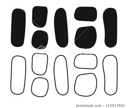Collection of textbox frames and shapes in doodle style. Organic forms for tags, labels, speech or quote bubbles isolated on white background. Vector graphic illustration Collection of textbox frames and shapes in doodle style. Organic forms for tags, labels, speech or quote bubbles isolated on white background. Vector graphic illustration 123017692