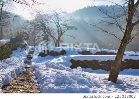 Ichijodani Asakura Clan Ruins shrouded in morning mist Ichijodani Asakura Clan Ruins shrouded in morning mist 123018008