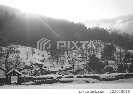 Ichijodani Asakura Clan Ruins shrouded in morning mist 123018016