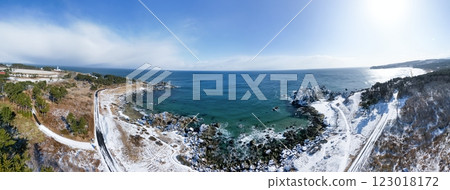 "Aomori Prefecture" Winter scenery of Nakasuka and Tanesashi Coast, Hachinohe City 123018172
