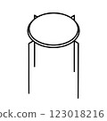 Simple round chair; pipe chair; stool; line drawing icon; illustration 123018216