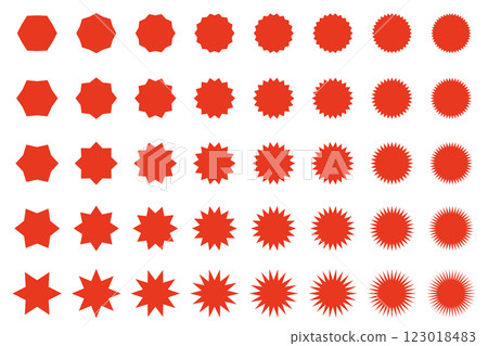 鋸齒狀圓圈向量插圖素材集 40 種,具有透明背景 鋸齒狀圓圈向量插圖素材集 40 種,具有透明背景 123018483