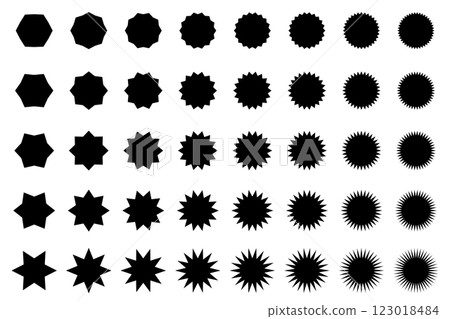 Jagged circle vector illustration material 40 types set transparent background black 123018484
