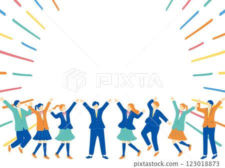 穿著校服的學生們興奮不已 123018873