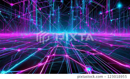 讓人聯想到大數據、IT網路、網路空間等數位世界的3DCG插畫 讓人聯想到大數據、IT網路、網路空間等數位世界的3DCG插畫 123018955