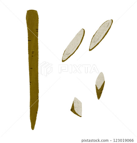 手繪彩色插圖集各種切割牛蒡的方法 123019066