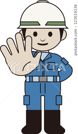 一名工人發出「禁止擅入」訊號 一名工人發出「禁止擅入」訊號 123019136