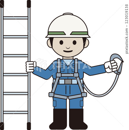 工人在上升或下降前檢查防墜落設備安裝的插圖 123019138