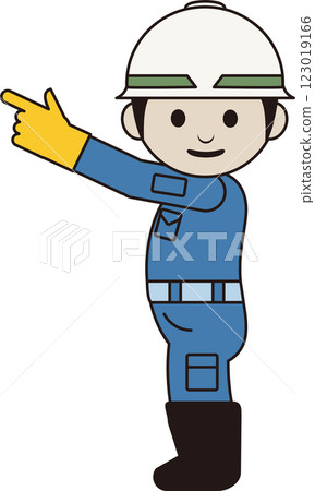 一名工人指點的側面插圖 一名工人指點的側面插圖 123019166