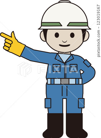 一名工人指點的插圖 一名工人指點的插圖 123019167