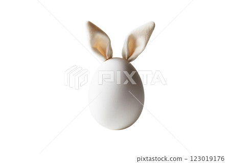 one white egg with rabbit ears on transparency background PNG one white egg with rabbit ears on transparency background PNG 123019176