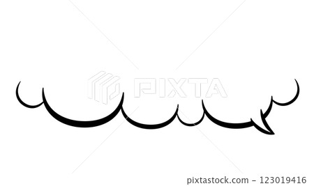 Speech bubble_simple fluffy cloud-shaped lower half_thoughts_speech bubble right_white background 123019416