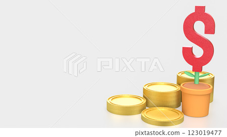 The Dollar symbol in plant for Business concept 3d Rendering. 123019477