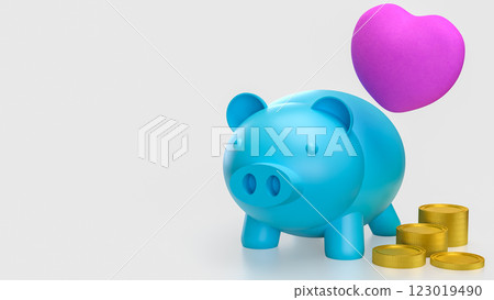 The Piggy Bank and coins for earn or saving concept 3d Rendering. The Piggy Bank and coins for earn or saving concept 3d Rendering. 123019490