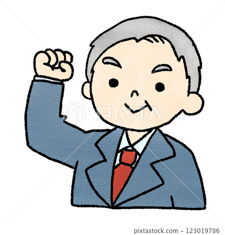 Hand-drawn illustration of motivated and energetic elderly people 123019786