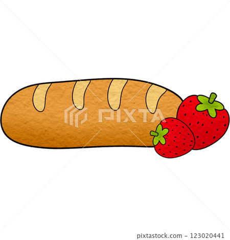 The illustration of bread with strawberry topping 123020441