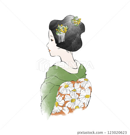 舞妓的手繪插圖 123020623