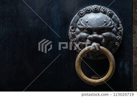 Traditional Chinese Door Handles close-up view Traditional Chinese Door Handles close-up view 123020719