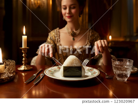 飯糰和貴族餐桌的形象 飯糰和貴族餐桌的形象 123020967