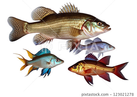 Peacock bass, Eye tail cichlids on transparency background PNG 123021278