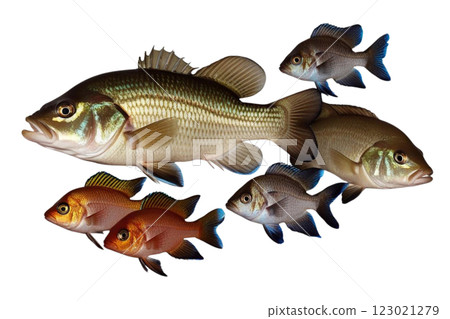 Peacock bass, Eye tail cichlids on transparency background PNG 123021279