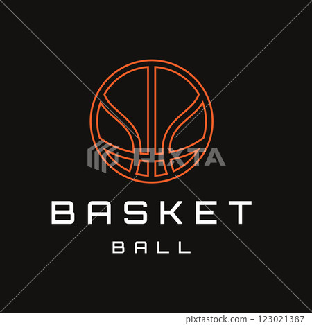 American Sports Basketball Club Logo, basketball club. Tournament basketball club emblem, design template on Dark background 123021387