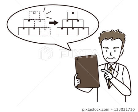 A middle-aged man managing inventory using a tablet A middle-aged man managing inventory using a tablet 123021730