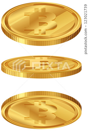 Golden Cryptocurrency Coins Illustration 123021739