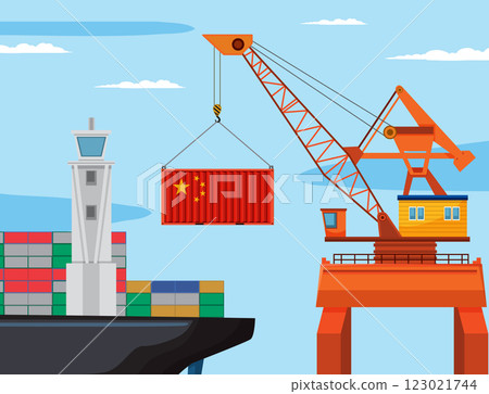 Global Trade and Shipping Illustration 123021744