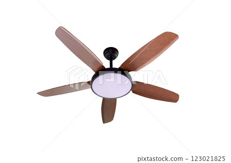 Electric ceiling fan isolated on white Electric ceiling fan isolated on white 123021825