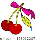 Fresh Red Cherries with a Stylish Bow Decoration 123022287