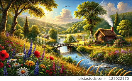 在一個農村小鎮的景觀 123022370