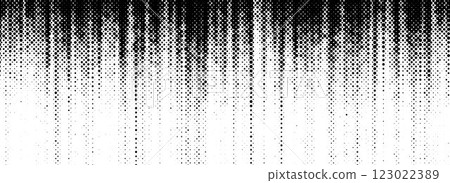 Grunge halftone scratch background. Fading grit noise texture. Dotted pop art sandy wallpaper. Retro pixelated backdrop. Anime or manga style comic overlay. Vector graphic design halfton template 123022389