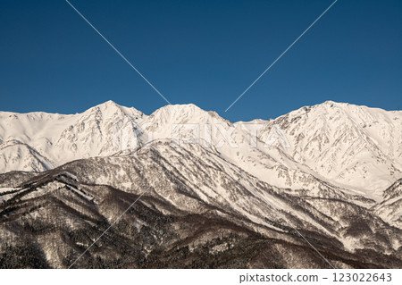 長野縣白馬村冬季北阿爾卑斯山和山脈 123022643
