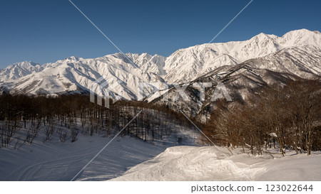 長野縣白馬村冬季北阿爾卑斯山和山脈 123022644