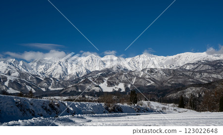 Winter Northern Alps and mountain ranges, Hakuba Village, Nagano Prefecture 123022648